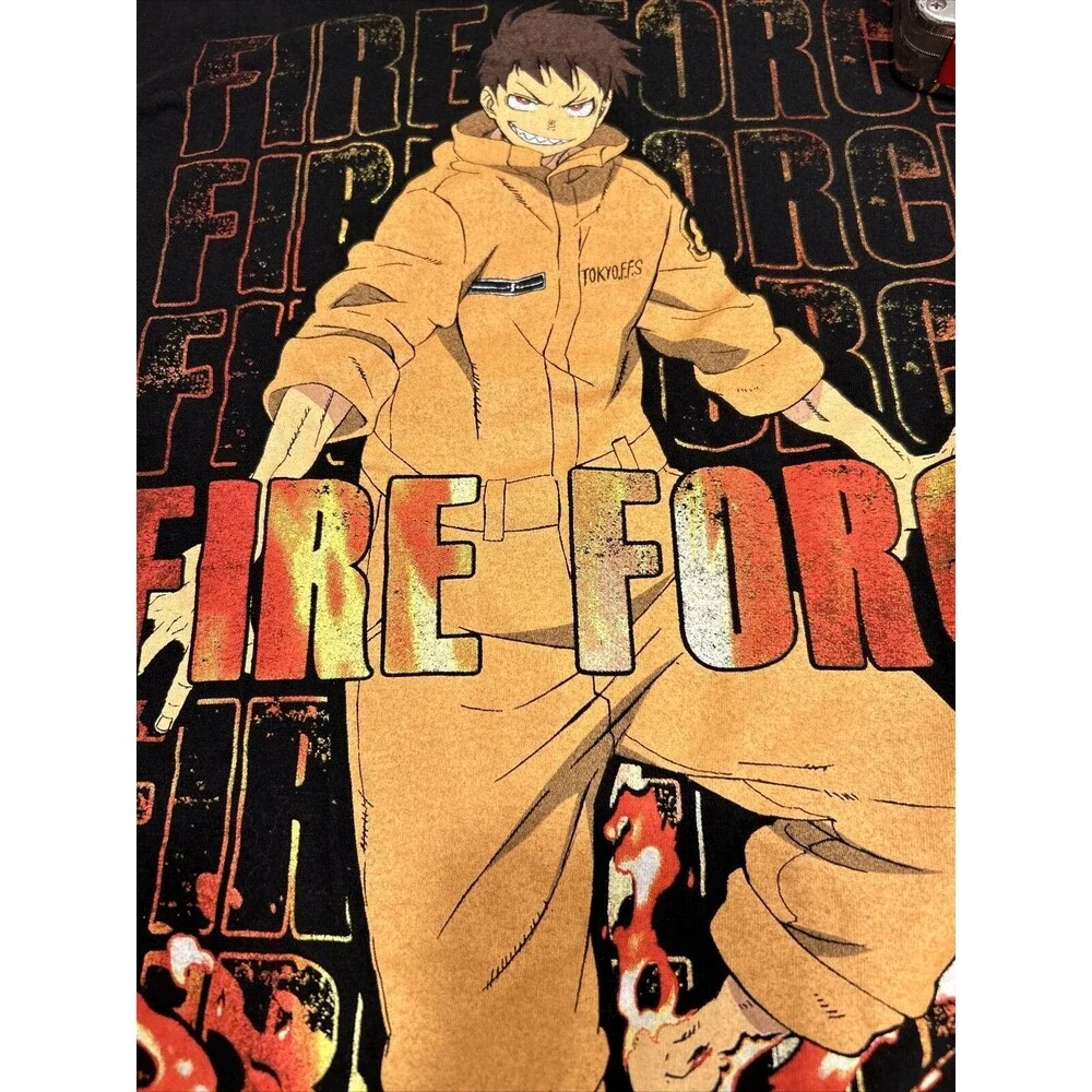 Fire Force Adult T-Shirt Shinra Kusakabe In Flame Over Name Drop Medium anime